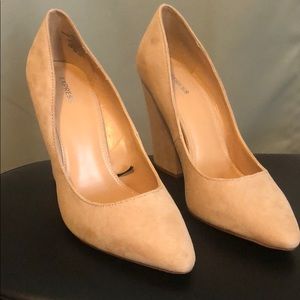 Tan Block Heel Wedge